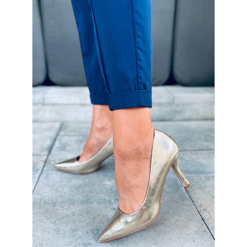 Ženske zrnate visoke potpetice Aurora Gold zlatna 1