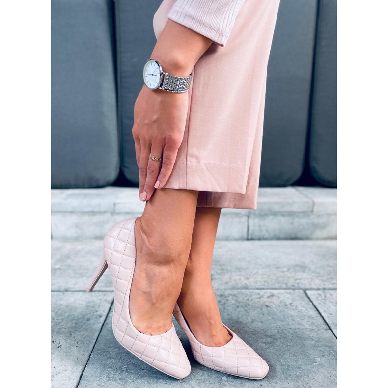 Ženske prošivene štikle Modi Beige bež 2