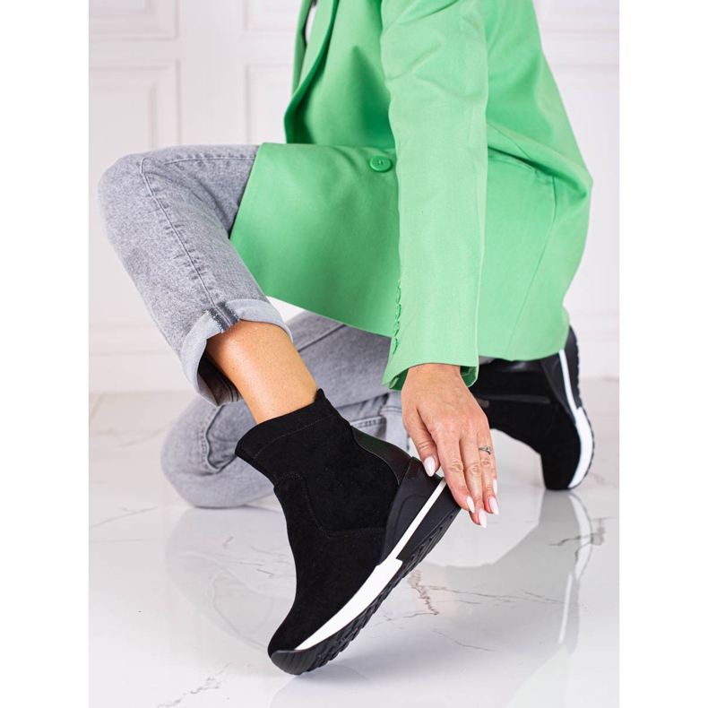 Ženske sportske čizme Vinceza na crnu platformu crna 2