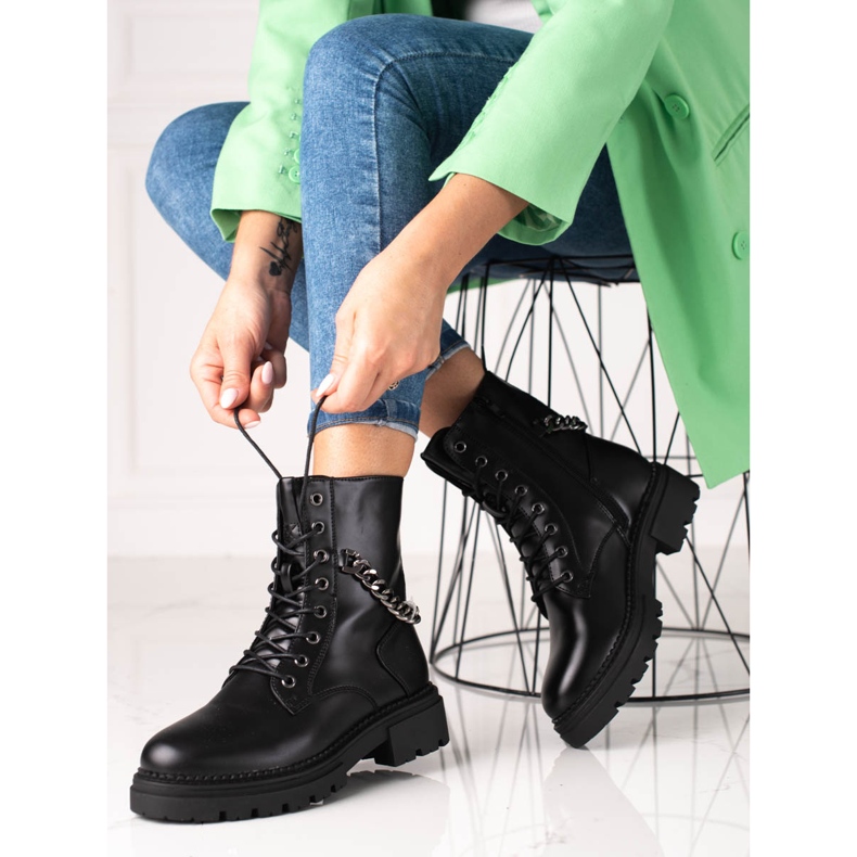 Ženske crne torbe sa Shelovet lancem na debeloj platformi crna 1