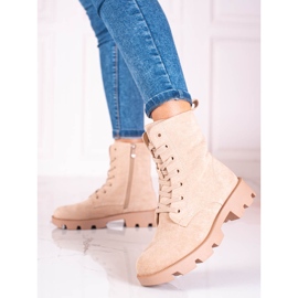 Shelovet ženske torbe na vezanje od brušene kože, bež 2