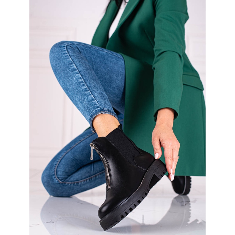 Shelovet ženske crne radničke s patentnim zatvaračem crno 1