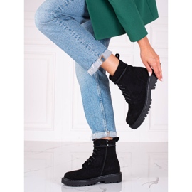 Ženske planinarske cipele od crne brušene kože crna 2