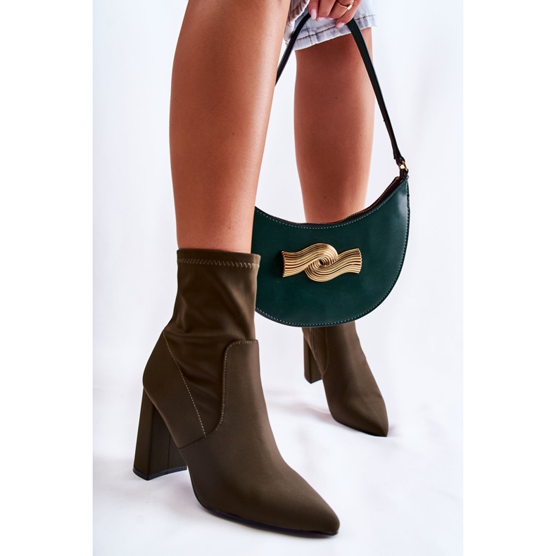 Čizme na visoku petu od ženskog materijala kaki Amile smeđa 2