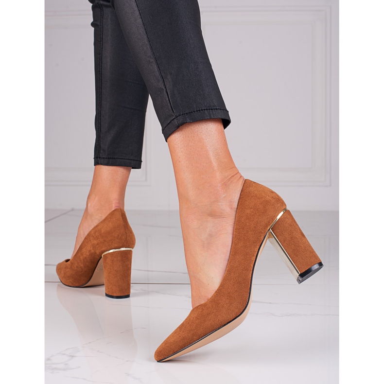 Goodin SHELOVET štikle od brušene kože smeđa 1