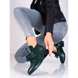 W. Potocki Potocki ženske niske čizme s ravnom zelenom petom zelena 1