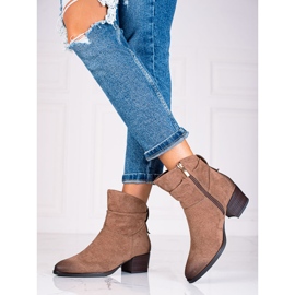 W. Potocki Potocki smeđe ženske čizme od brušene kože smeđa 1