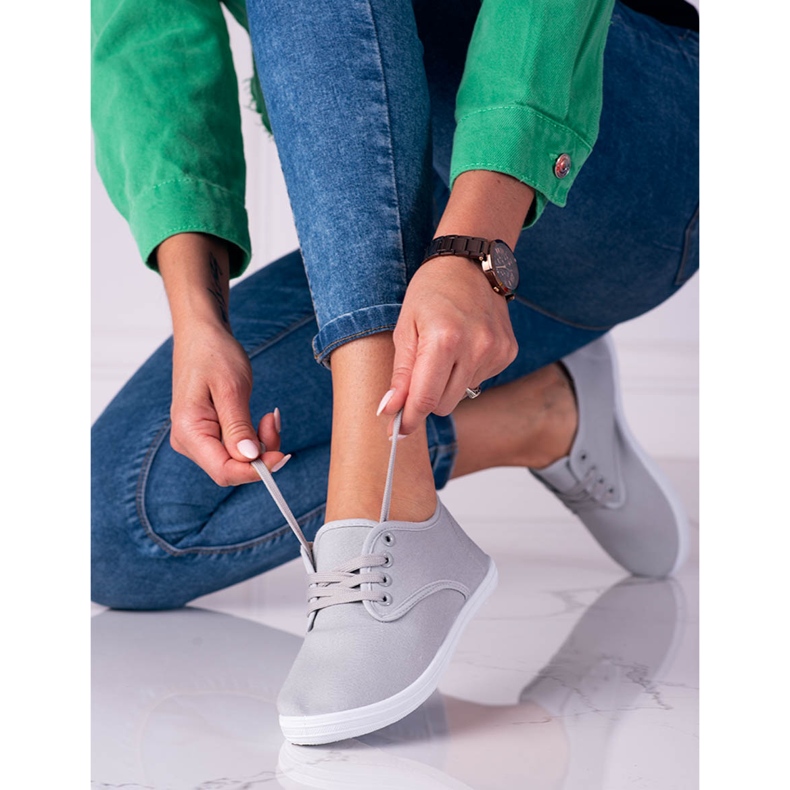 Lagane ženske tenisice od tkanine Shelovet sive siva 1