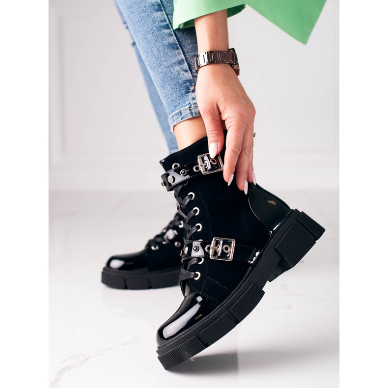 Crne Shelovet ženske torbe s ukrasnim kopčama crno 1