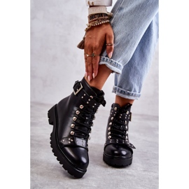 PG1 Crne Sabine čizme od eko kože sa ukrasnim remenom crno 2