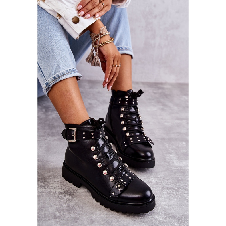 PG1 Crne Sabine čizme od eko kože sa ukrasnim remenom crna 1