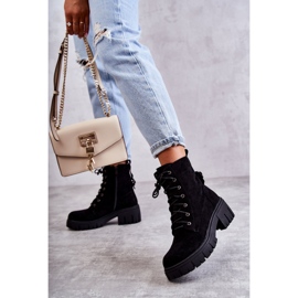 PG1 Ženske tople čizme od brušene kože s patentnim zatvaračem crne Emilien crna 2