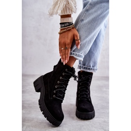 PG1 Ženske tople čizme od brušene kože s patentnim zatvaračem crne Emilien crna 1