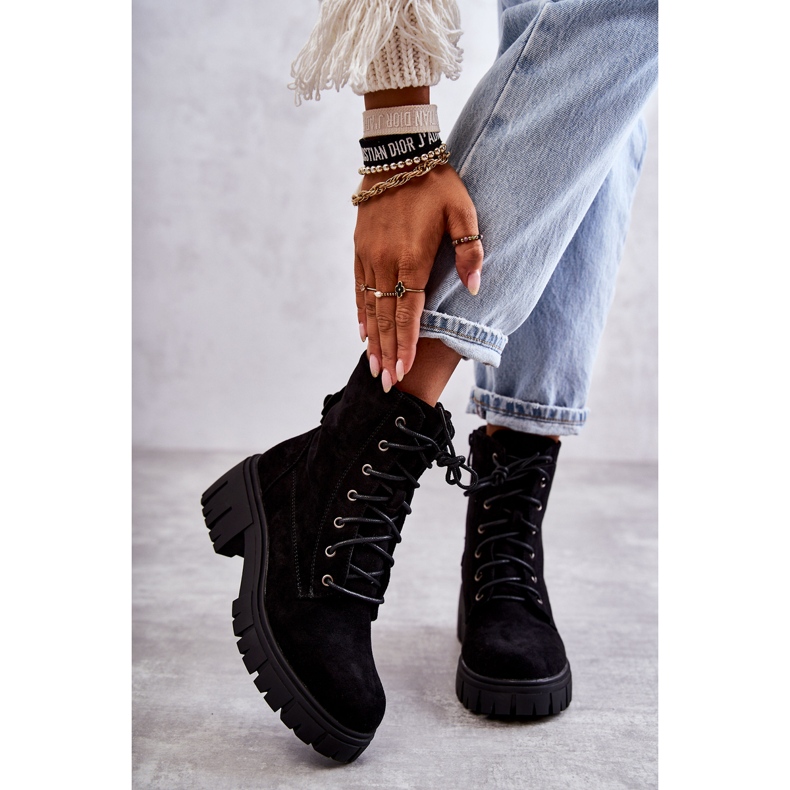 PG1 Ženske tople čizme od brušene kože s patentnim zatvaračem crne Emilien crna 1