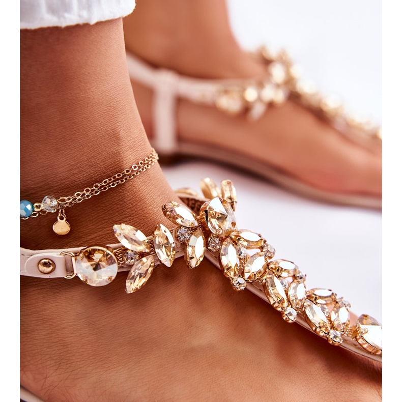 PG2 Ženske sandale japanke s ukrasnim remenom bež dnevne boje 4