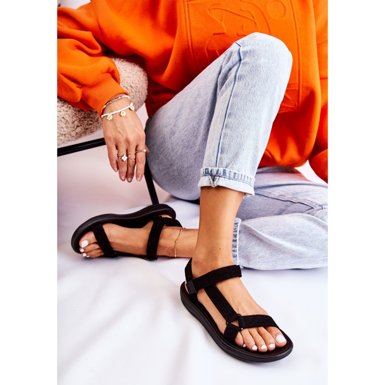 Crne sandale za ženske antilop crna 4