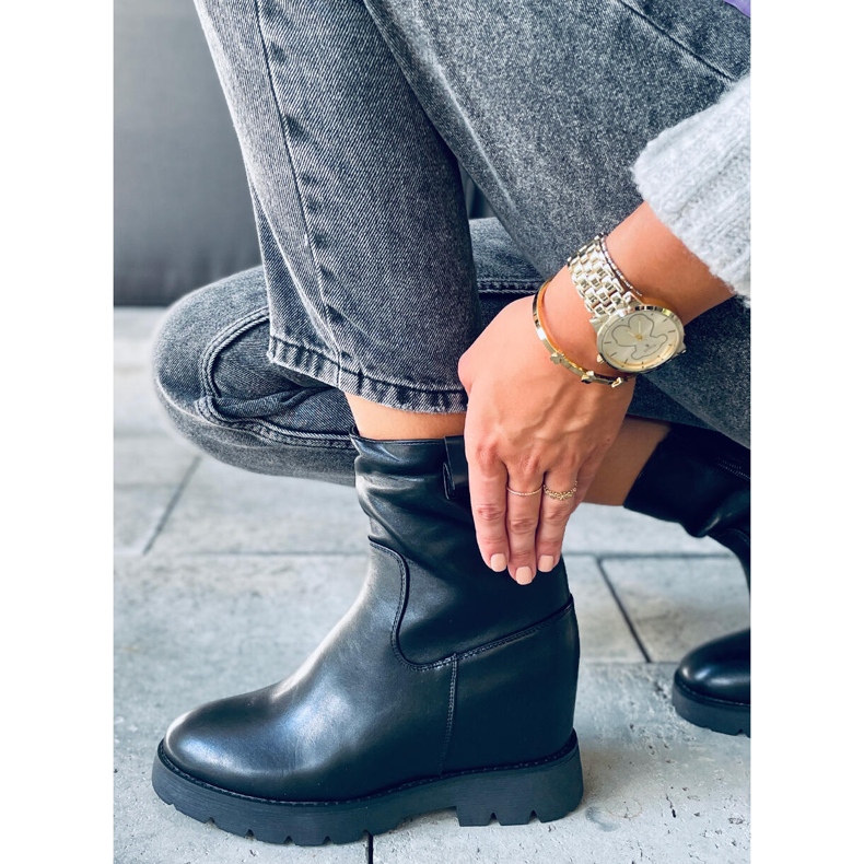 Čizme na skrivenom klin Luanda Crne crna 1