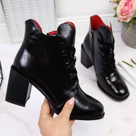 Crne Filippo lakirane ženske čizme s ukrasnom petom crna 2