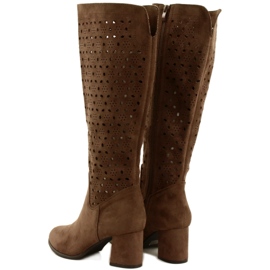 M.Daszyński Ažur čizme na smeđem stupu SA156-10 smeđa 3