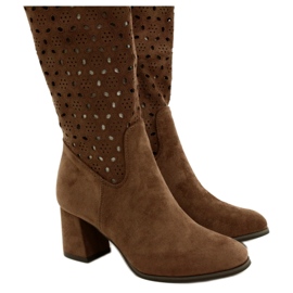 M.Daszyński Ažur čizme na smeđem stupu SA156-10 smeđa 4