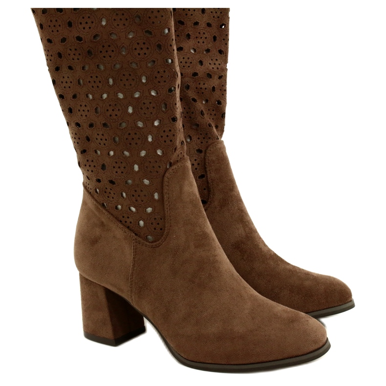 M.Daszyński Ažur čizme na smeđem stupu SA156-10 smeđa 4