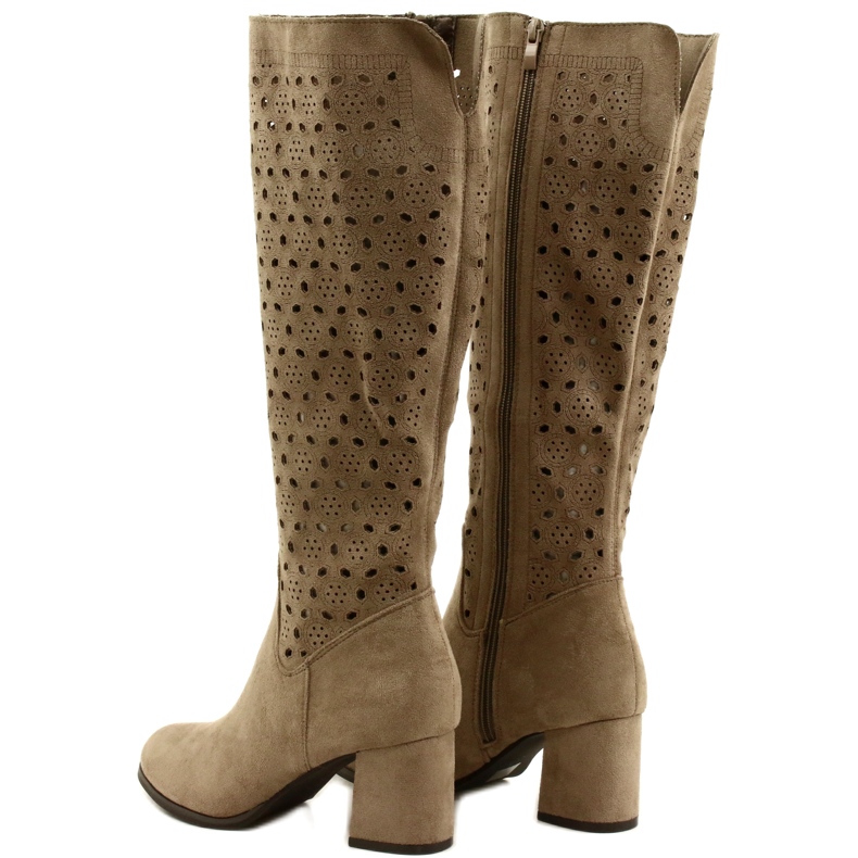 M.Daszyński Ažur čizme na šipku Bež SA156-10 3