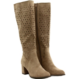 M.Daszyński Ažur čizme na šipku Bež SA156-10 2