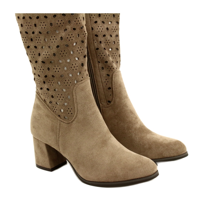 M.Daszyński Ažur čizme na šipku Bež SA156-10 4