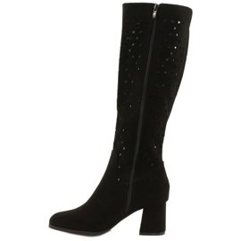 M.Daszyński Ažur čizme na šipku crne SA156-10 crna 1