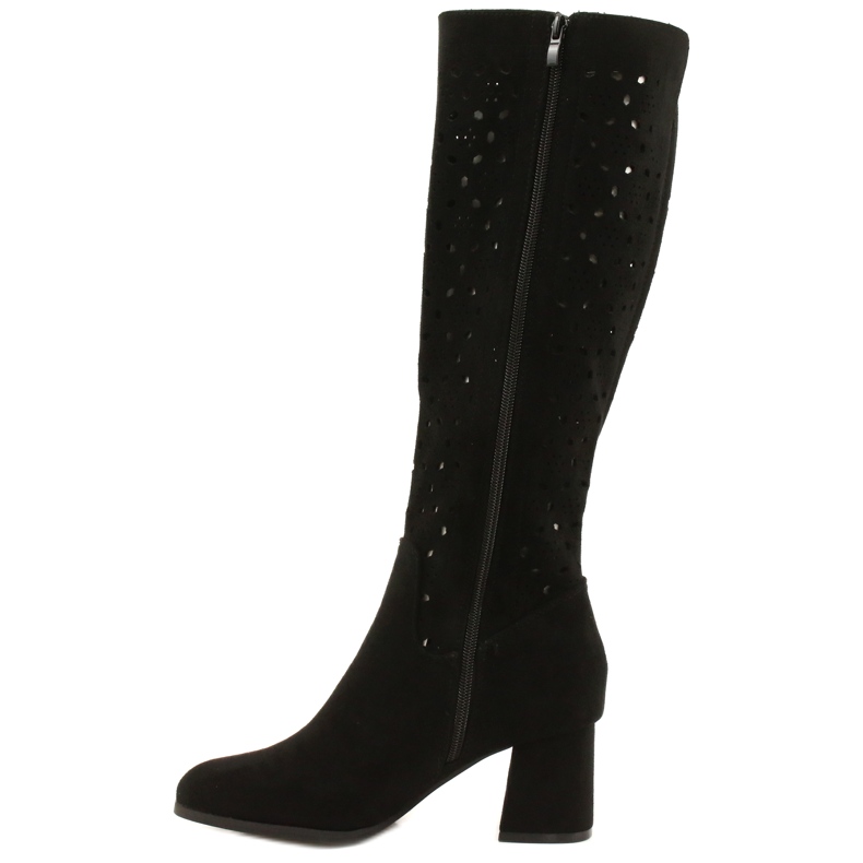 M.Daszyński Ažur čizme na šipku crne SA156-10 crno 1