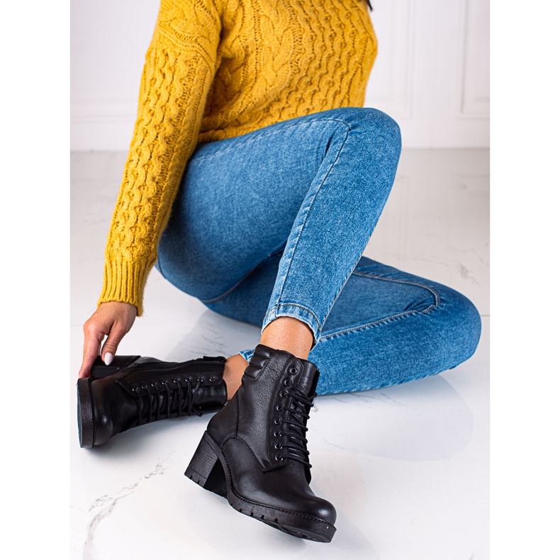 T.Sokolski Crne kožne čizme Sokolski Dasmkie na stupu crno 1