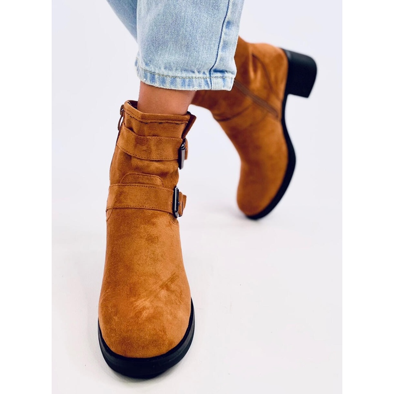 Teoo čizme sa širokim potpeticama Camel smeđa 1