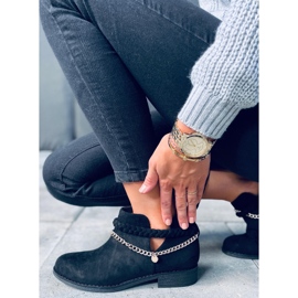 Čizme s izrezom s Cupro crnim lancem crna 1