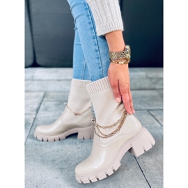 Čizme s gornjim dijelom čarapa Grace Beige bež 1