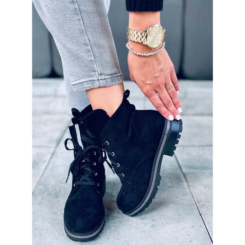 Čizme na vezanje Bing Black crna 2