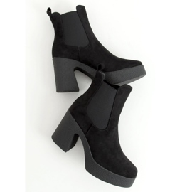 Čizme na gumenu petu Amelda Black crno 1