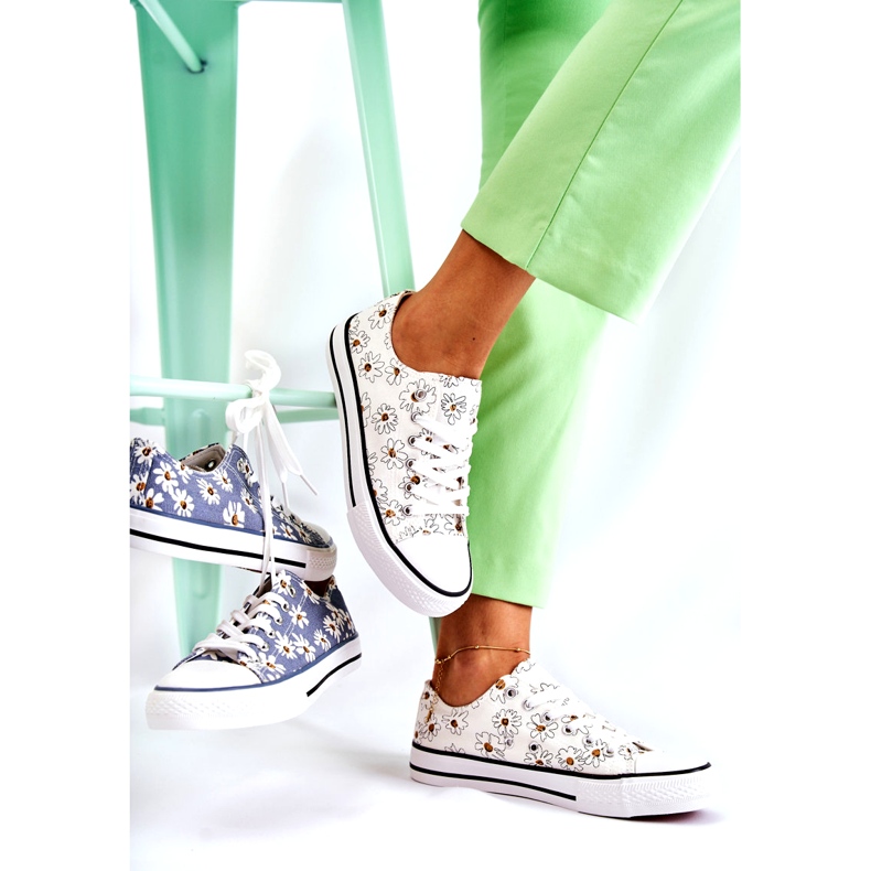 PS1 Ženske niske tenisice s bijelim cvjetovima Janey bijela 3