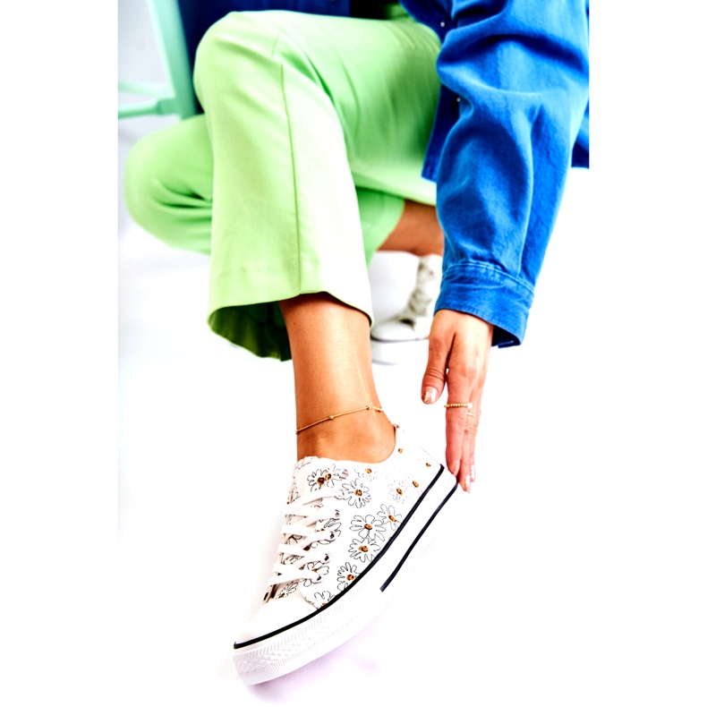 PS1 Ženske niske tenisice s bijelim cvjetovima Janey bijela 6