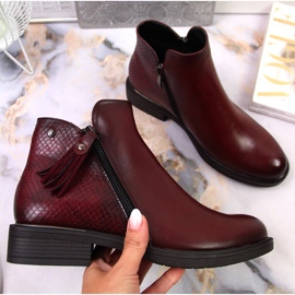 Ženske gležnjače Jodhpur zmijska koža Vinceza bordo crvena 1