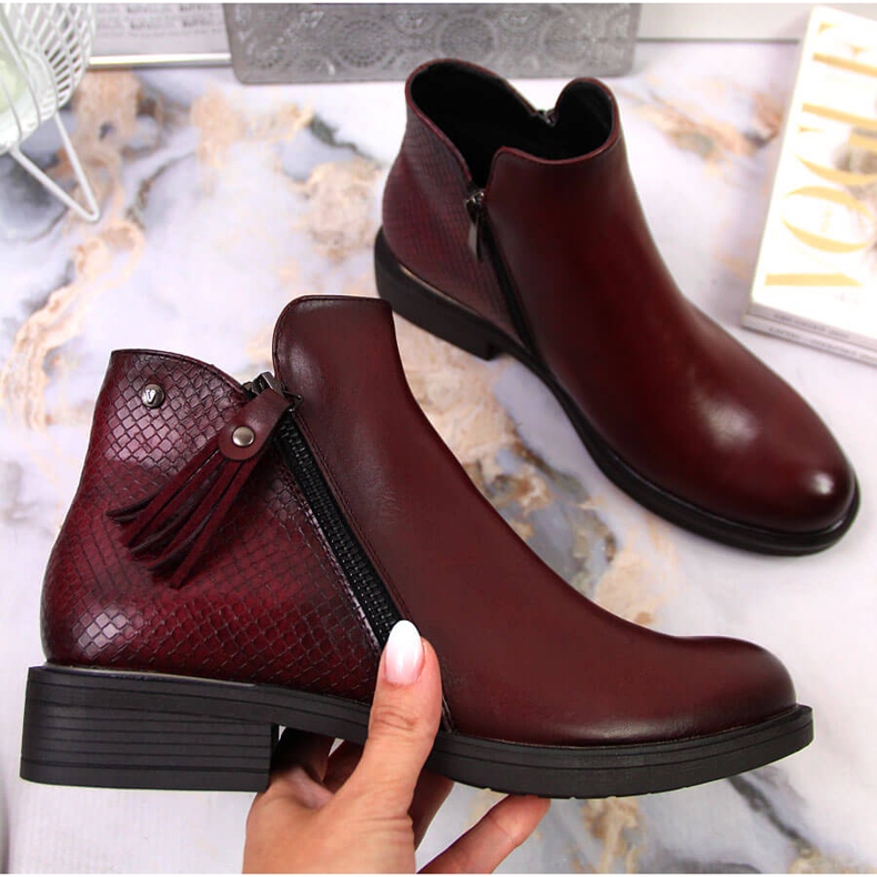 Ženske gležnjače Jodhpur zmijska koža Vinceza bordo crvena 1