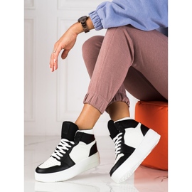 Ženske visoke crno-bijele tenisice Shelovet bijela crna 1