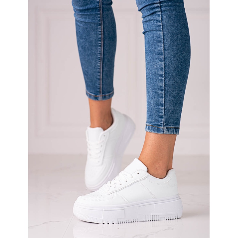 Bijele Shelovet ženske sportske cipele na platformu bijela 1
