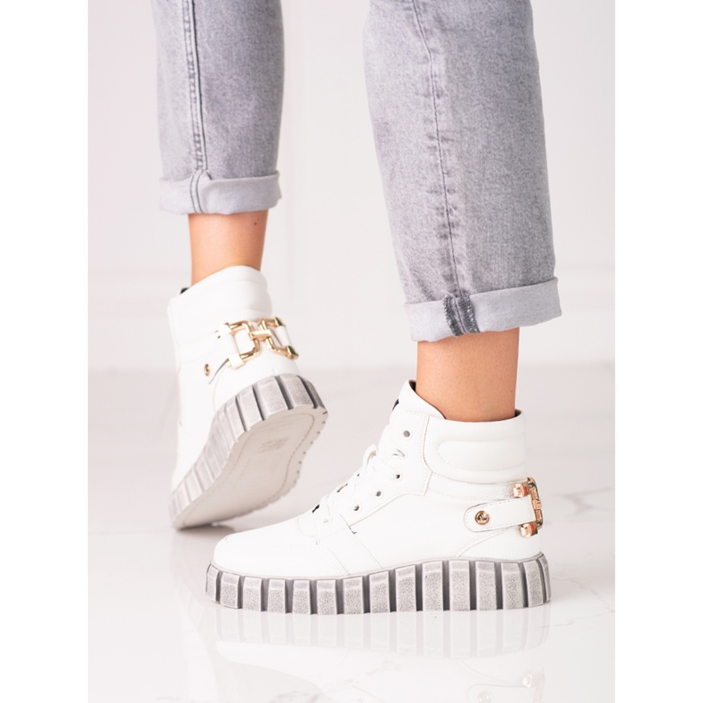 W. Potocki Ženske sportske čizme Potocki bijele na platformu bijela 2