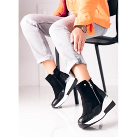 Crne sportske ženske čizme na bijeli klin Shelovet crno 2