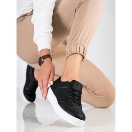 Klasične sportske ženske tenisice Shelovet od ekološke kože crne boje crna 2