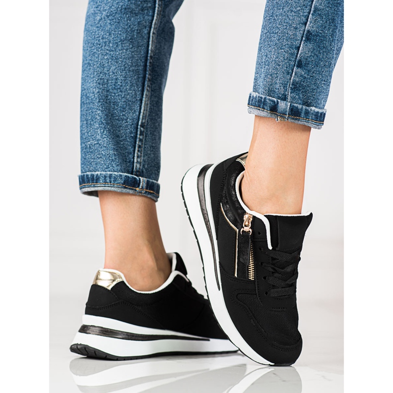 Crne ženske tenisice Shelovet s bijelim potplatom crna 1