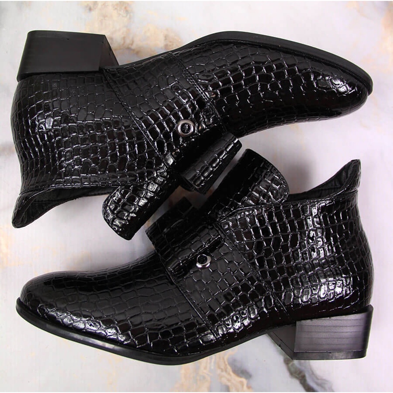 Ženske čizme Jodhpur čizme s lakiranom crnom Potocki mašnom 1