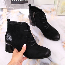 Ženske čizme, izolirane na vezanje od eko antilop crne Potocki crna 1