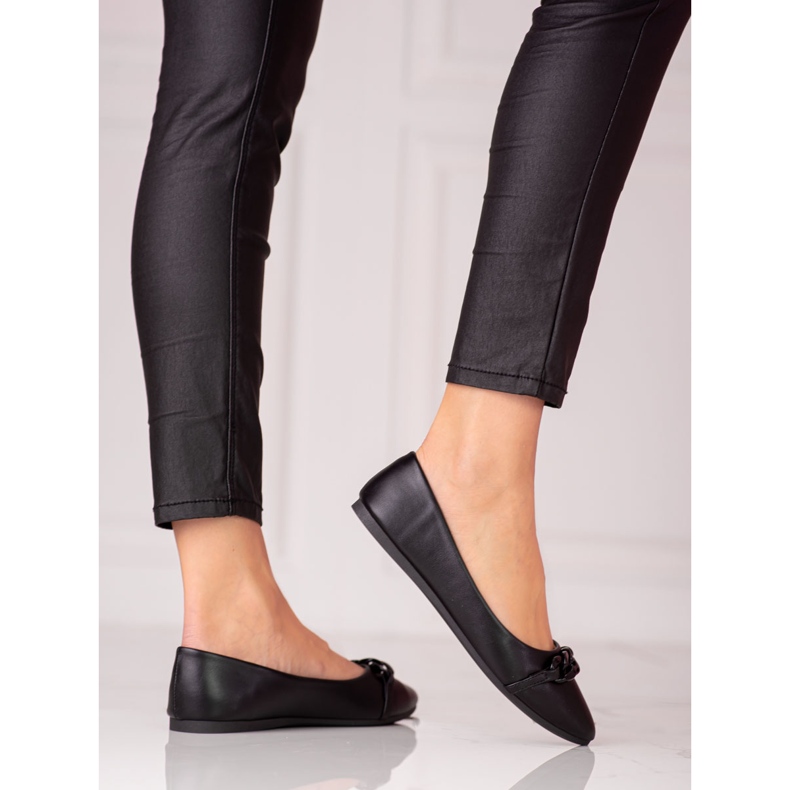 W. Potocki Ženske crne balerinke na špic s lancem Potocki crno 1