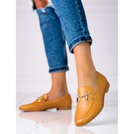 Elegantne ženske Shelovet smeđe mokasinke na nisku petu smeđa 1